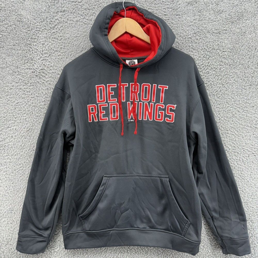 NHL Detroit Redwings Hoodie Men's Medium Dark Gray Medium Weight‎ Polyester